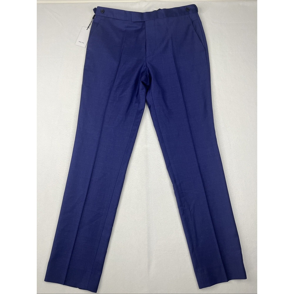 Reiss Christopher Twill Slim Fit Trousers 100% Wool Electric Blue Mens 34x32